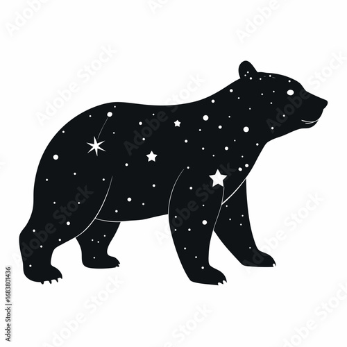 Bear Silhouette With Glowing Constellation Inside