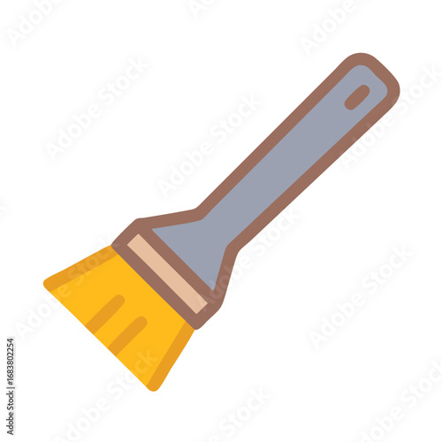 Stylized illustration of a yellow paint brush on black