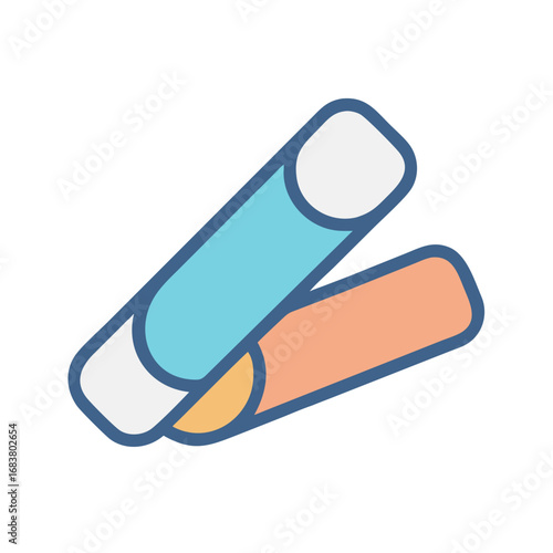 Two crayon sticks overlapping each other on a black background