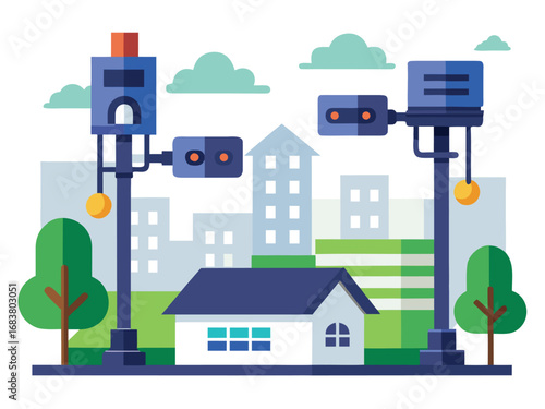 Ai powered surveillance systems monitoring urban environments for enhanced security and safety