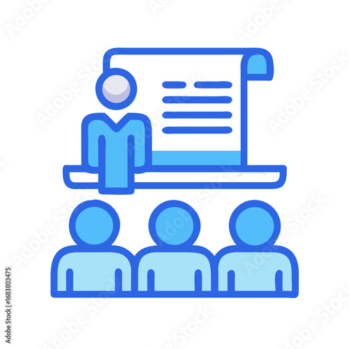 Stylized stock illustration of business training presentation session