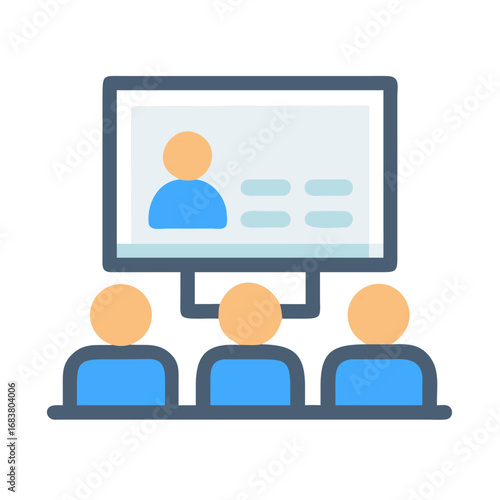 Flat design online meeting or webinar visual representation