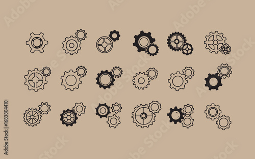 Collection of intricate steampunk gears and cogs in a vintage industrial design