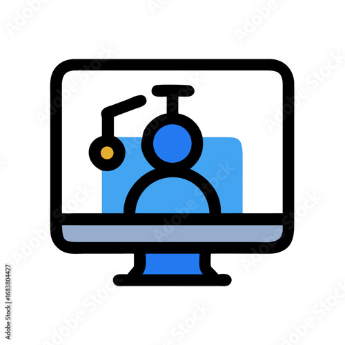 Online meeting or conference call icon on desktop screen