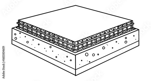 Technical illustration of layered building insulation material  