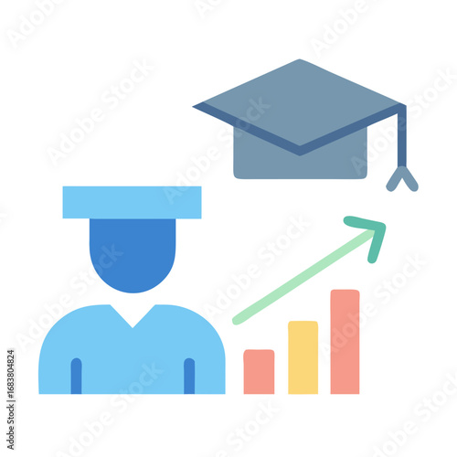 Flat design illustration of student success and academic growth