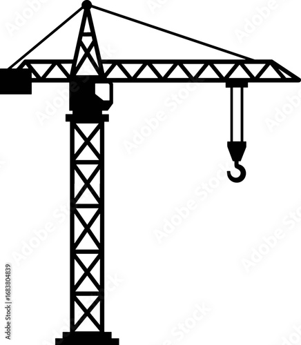 Silhouette construction crane on white background