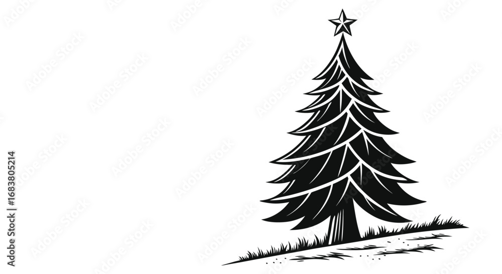 Fototapeta premium Stylized Christmas Tree Silhouette Vector – Minimal Festive Evergreen Illustration
