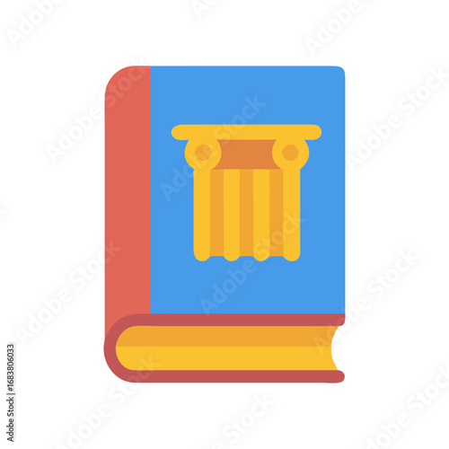 Flat illustration of ancient history textbook with column icon