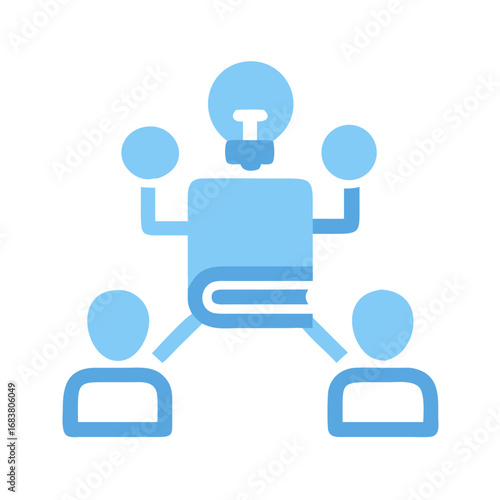 Blue icon representing teamwork, collaboration, and shared knowledge