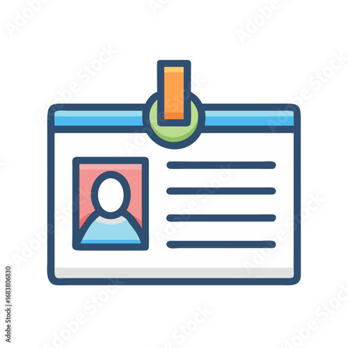 Employee identity card identification badge vector flat illustration
