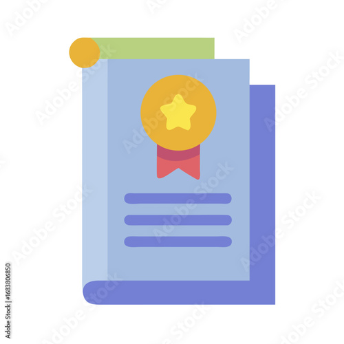 Document with gold star medallion symbolizing achievement or recognition