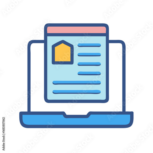 Online real estate platform on a laptop screen vector