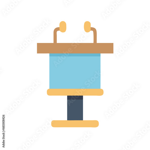 A vector illustration of a light blue and tan podium