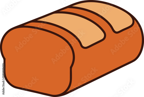 Sliced brown loaf of bread vector illustration for food and baking themes transparent background