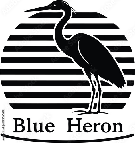Blue Heron Silhouette Logo
