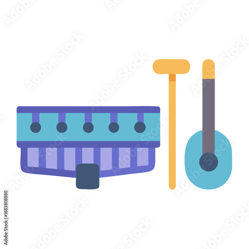 Flat vector graphic of musical instruments on black background