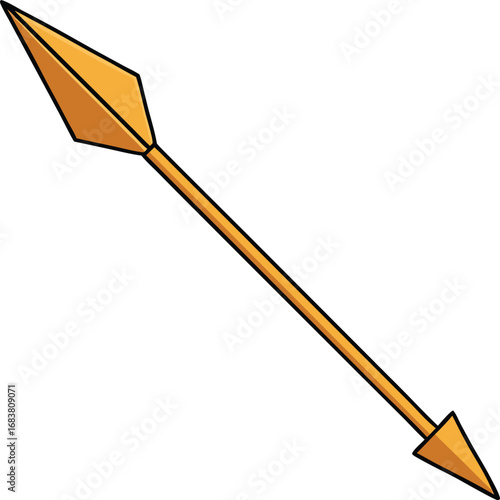 Golden arrow with feather fletching vector illustration scalable eps graphic icon transparent background