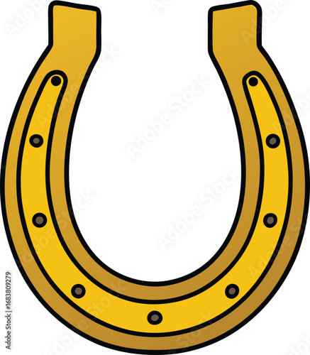 Golden horseshoe luck charm vector graphic for good fortune symbolism and equestrian design transparent background