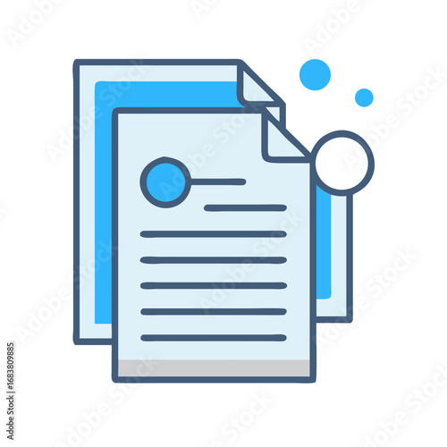 Minimalist documents illustration on black background for website element