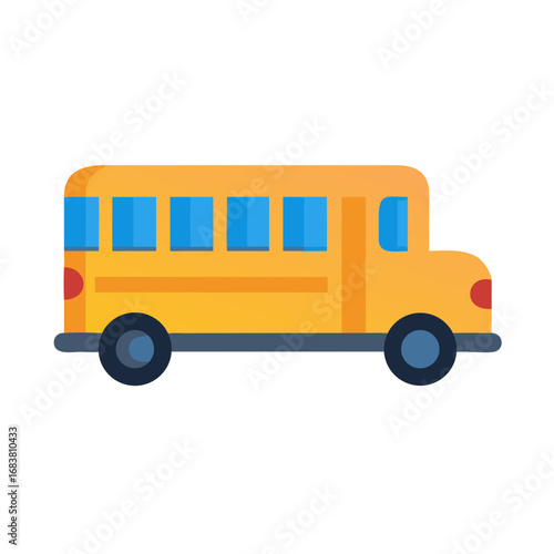 Simple yellow school bus illustration on black background image