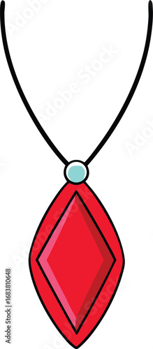 Elegant red ruby pendant necklace vector graphic for jewellery design and fashion applications transparent background