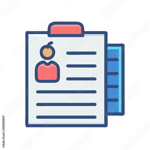 Clipboard with profile icon and tab dividers illustration