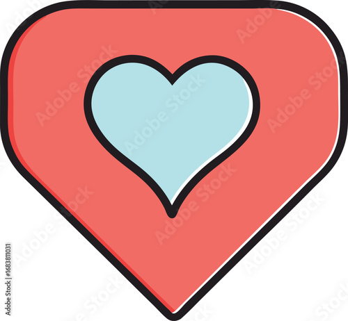 Social media heart like bubble icon vector graphic for digital communication and engagement transparent background