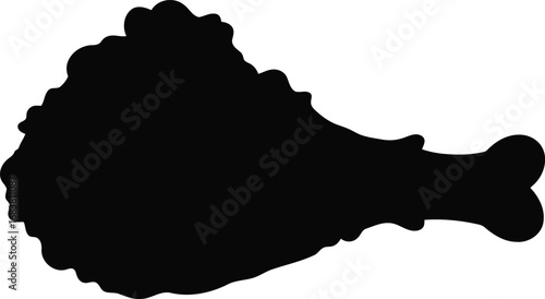 Creative silhouette of chicken drumstick and fried food texture on white isolated background vector