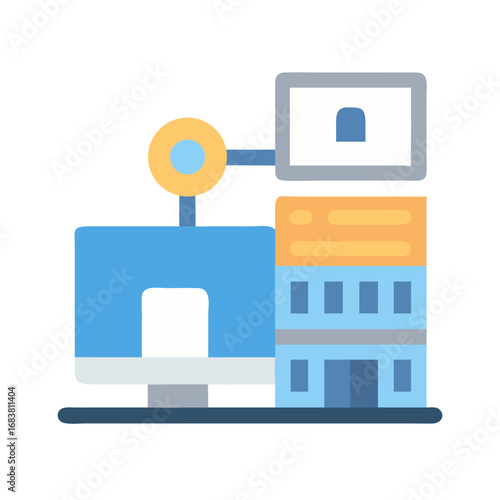 Abstract visual of a computer connected to a server