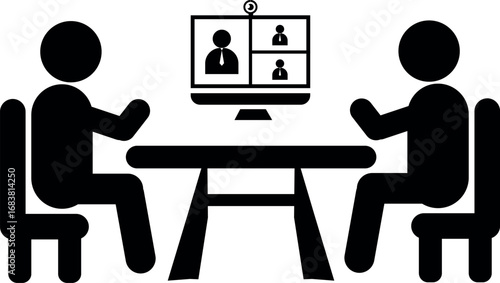People at a table having a video conference