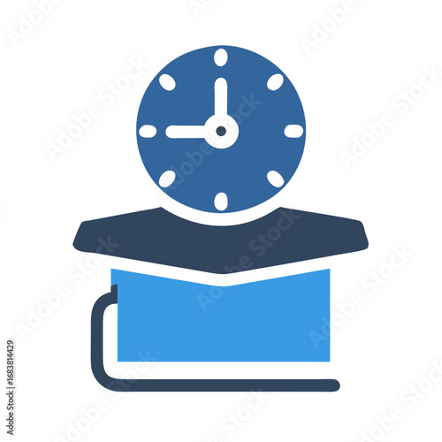 Book with graduation cap and clock symbolizing academic deadlines