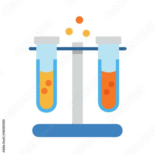 Laboratory test tubes illustration with bubbling reaction flat design
