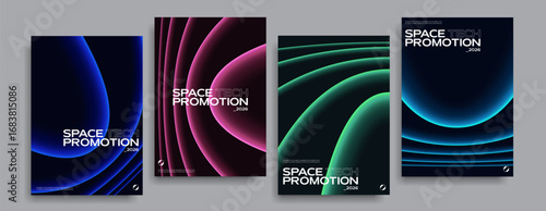 Dark futuristic background with blue light rays. Hi-tech poster template.	
