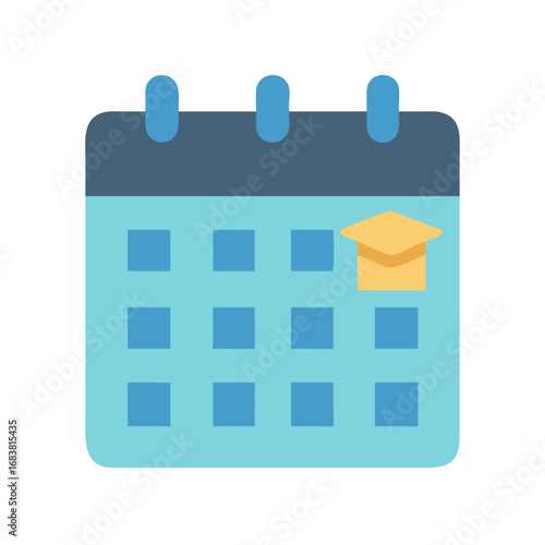 Graduation date calendar icon illustration on black background