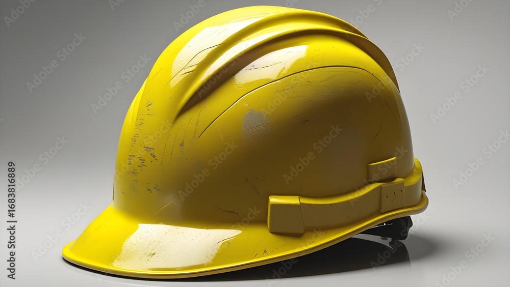 Fototapeta premium yellow helmet isolated on black