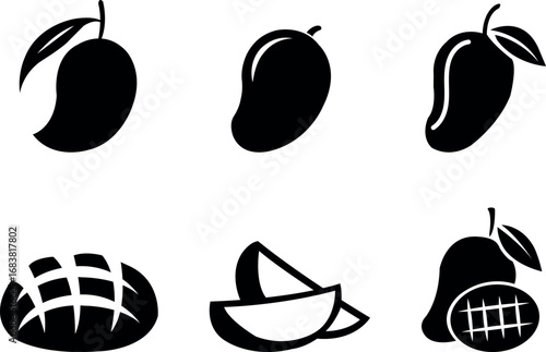 Mango Icons Collection of Black and White Fruit Illustrations