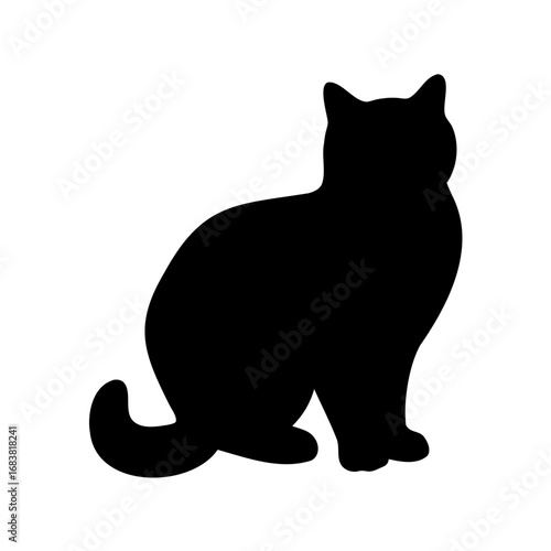 A regal looking cat sitting in silhouette with a fluffy tail