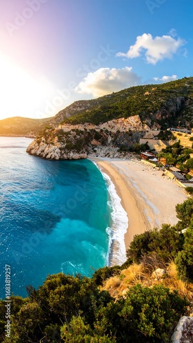Stunning beach vista at sunset