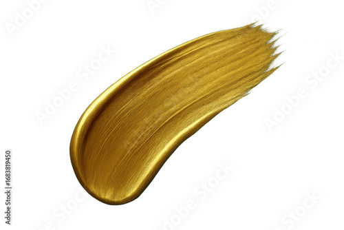 Gold paint brush stroke creating a vibrant, shiny effect on a transparent background, adding a luxurious touch to any design or artwork