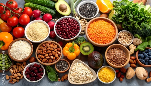Colorful array of healthy foods