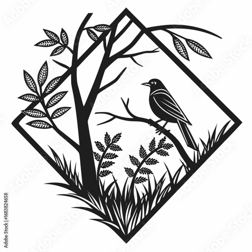 silhouette vector of a diamond shaped frame