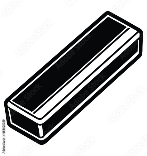 A vintage razor blade box with staples and a harmonica for a blues music tool