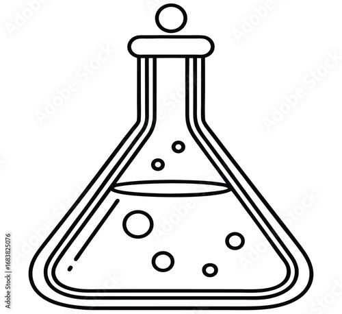 Vector illustration of a blue chemical liquid in a lab test tube, isolated on a white background