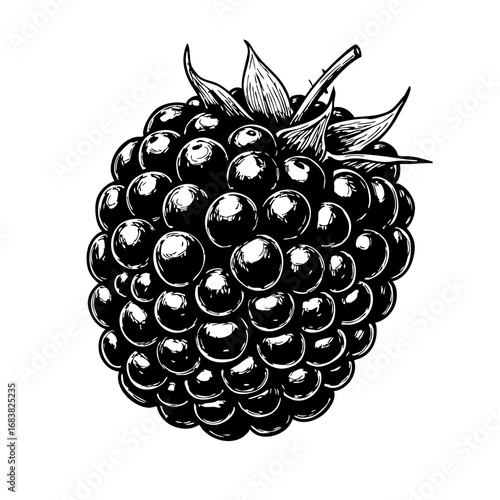 Vintage sketch of a blackberry fruit on a white background  