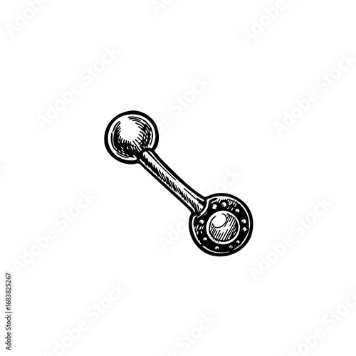 Vintage sketch of a body piercing barbell design  