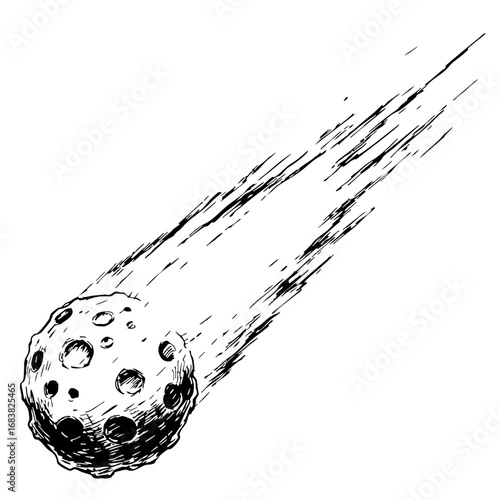 Vintage sketch of a comet in motion  