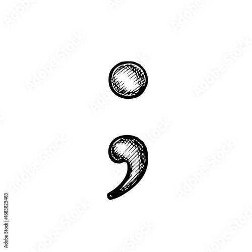 Vintage sketch of comma and semicolon symbols  