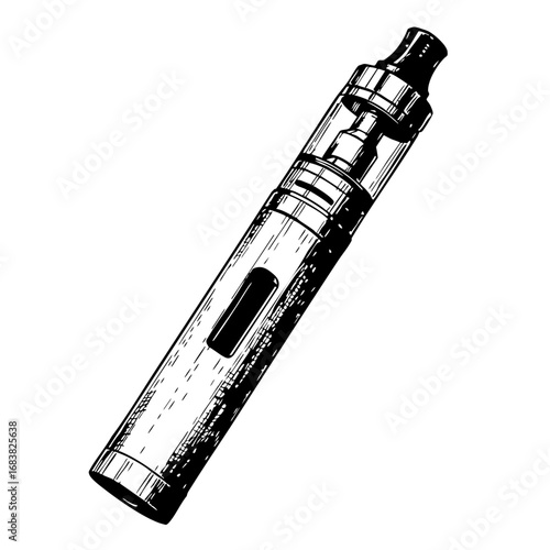 Vintage sketch of an electronic cigarette in detailed illustration  