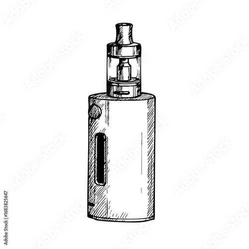 Vintage sketch of an electronic cigarette device  